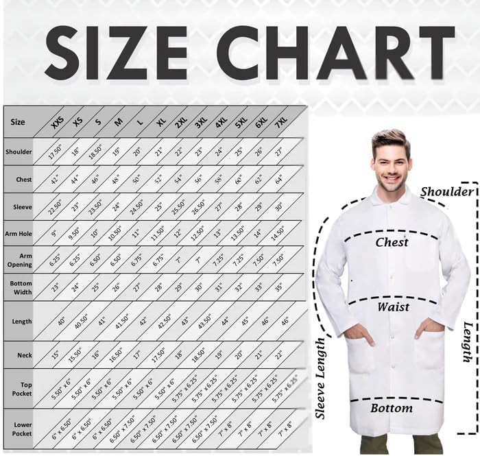 DR Instruments unisex-adult Knee Length Long Lab Coat for Medical Srudents, Doctors and Pharmacy Staff - Image 3